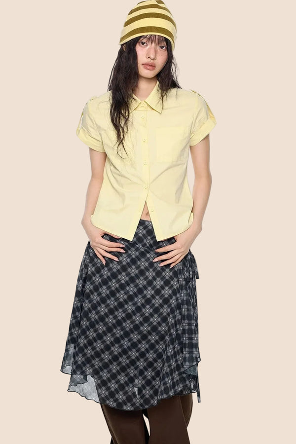 Retro Plaid Cropped Shirt