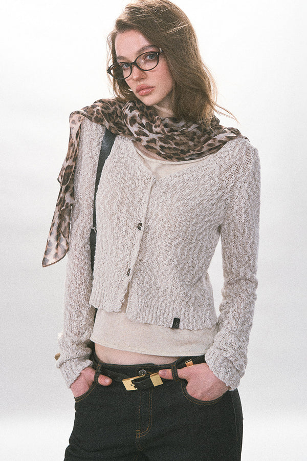 Textured Hollow-Out Knit Cardigan Jacket