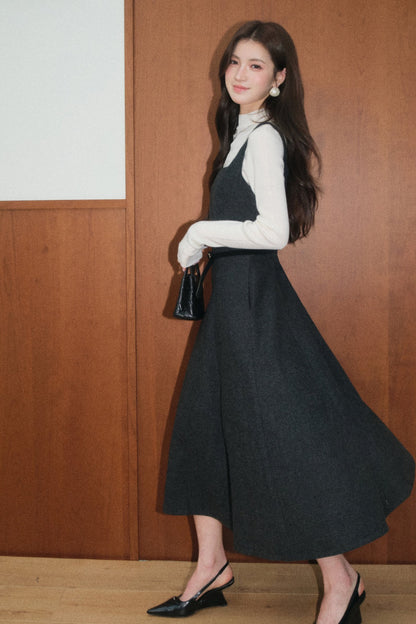 Gray Wool Dress and Small Jacket Set-Up