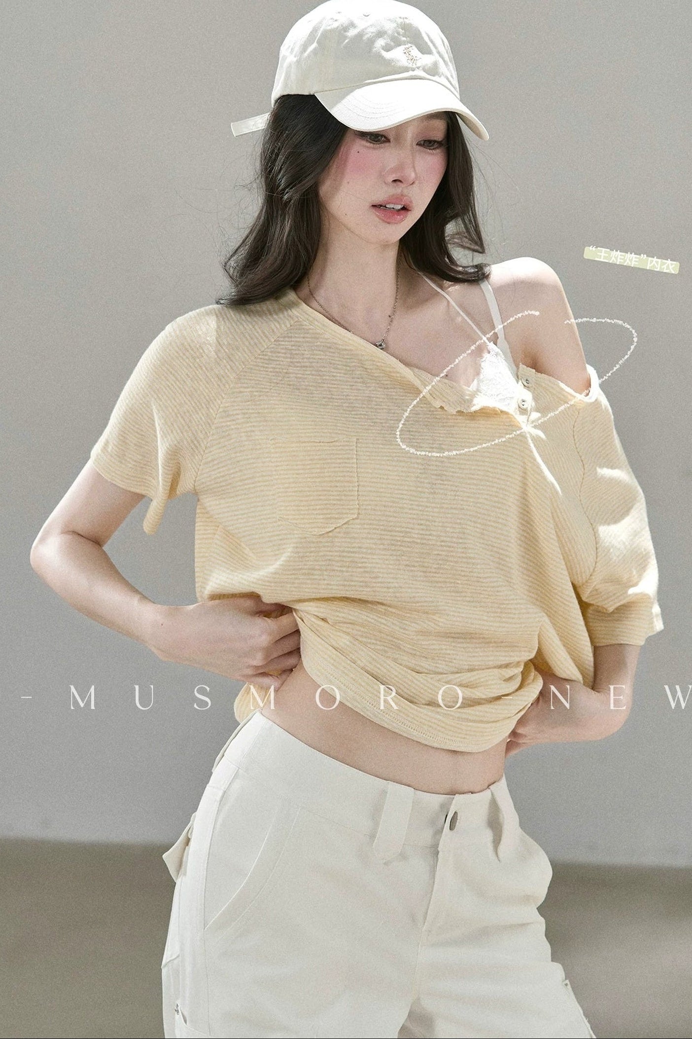 Fine Striped Double-Layered Top