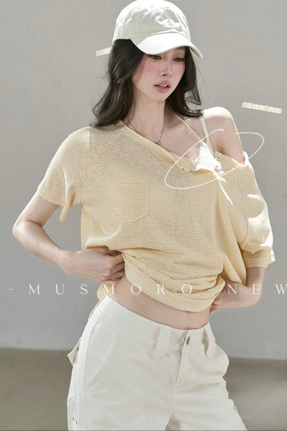 Fine Striped Double-Layered Top