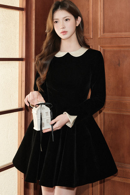 Doll Collar Velvet Dress
