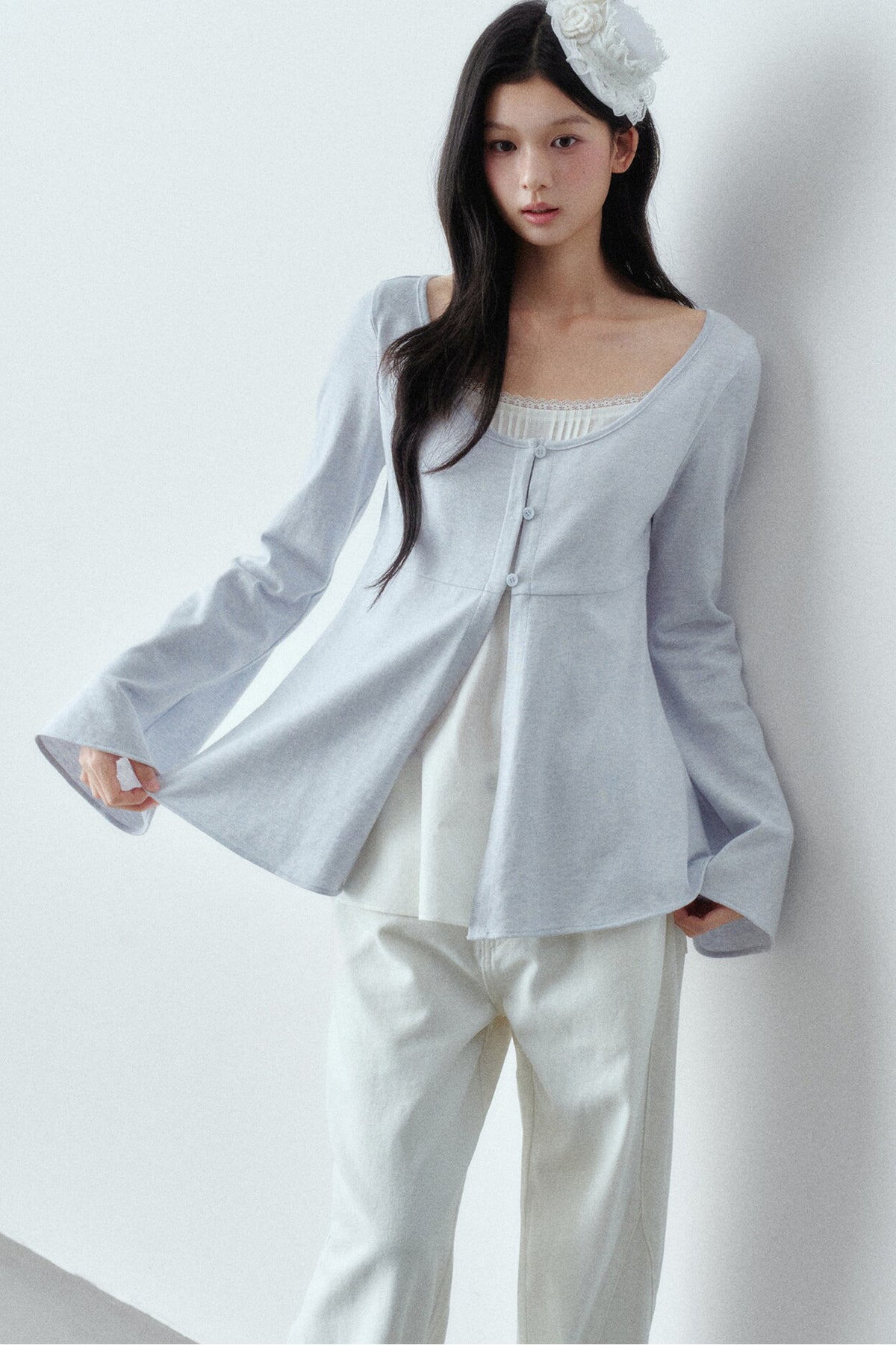 Long Sleeve Cashmere Cotton T-Shirt
