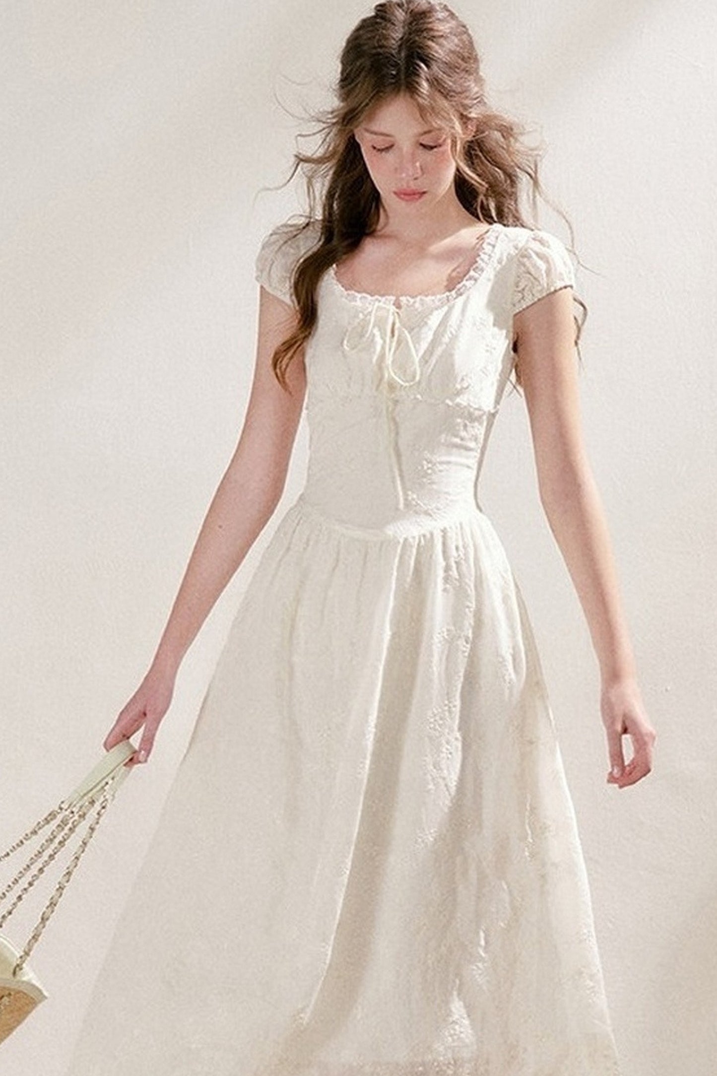 Heavy Embroidery Lace Patchwork Long Dress