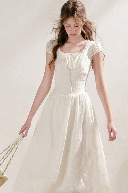 Heavy Embroidery Lace Patchwork Long Dress