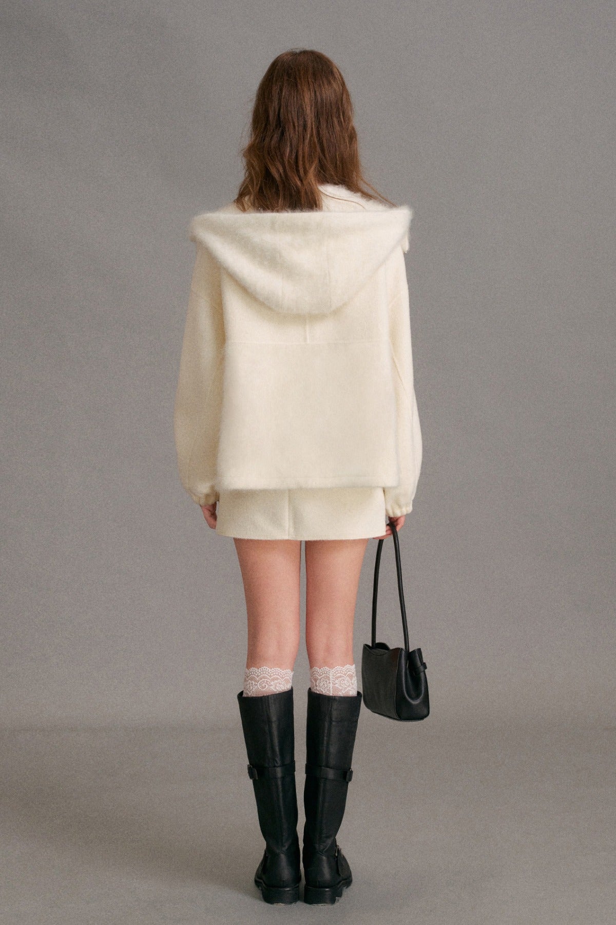 Double-Sided Wool Patchwork Hooded Coat