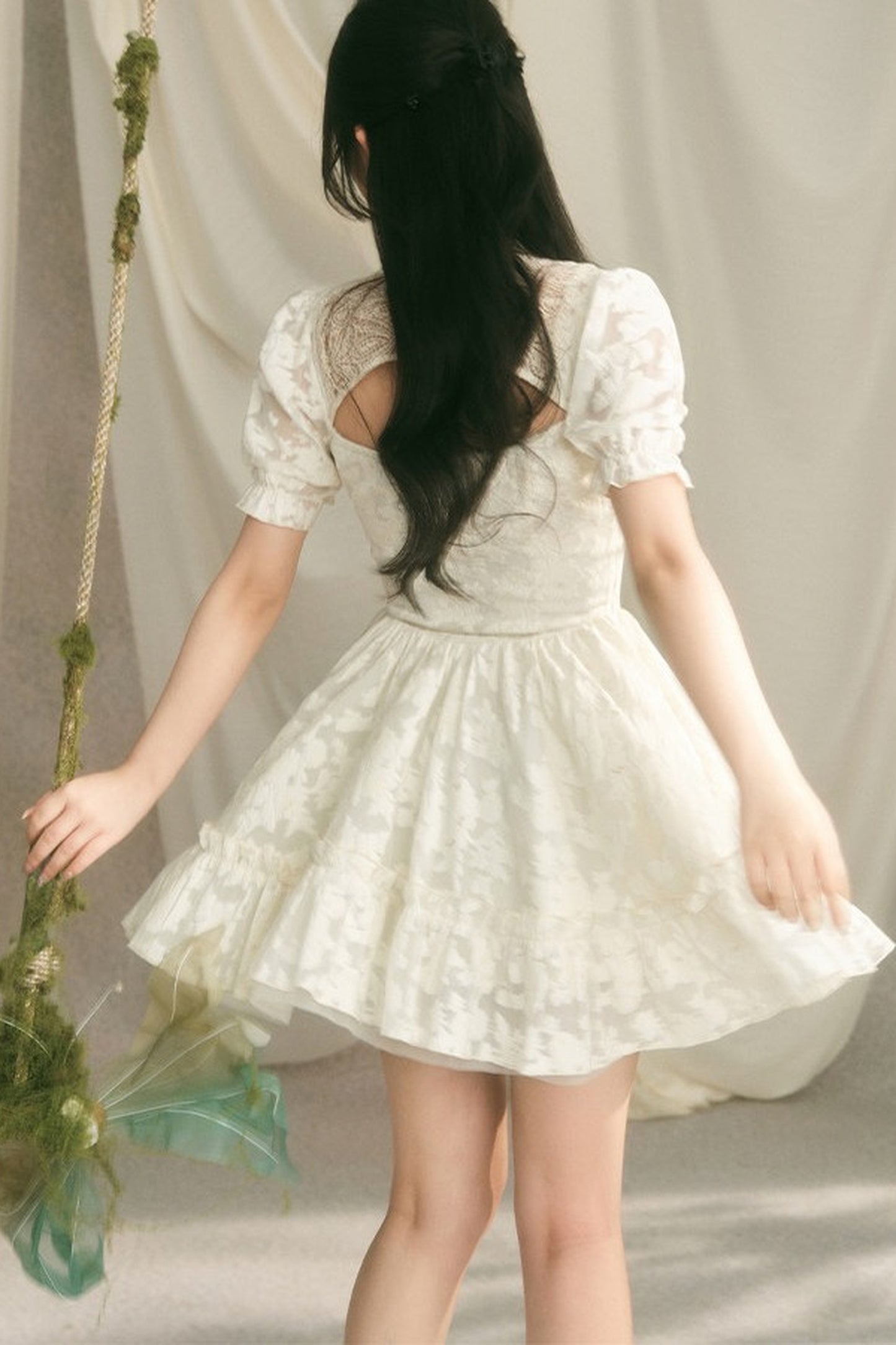 Chinese Style Princess Puff Sleeve Dress