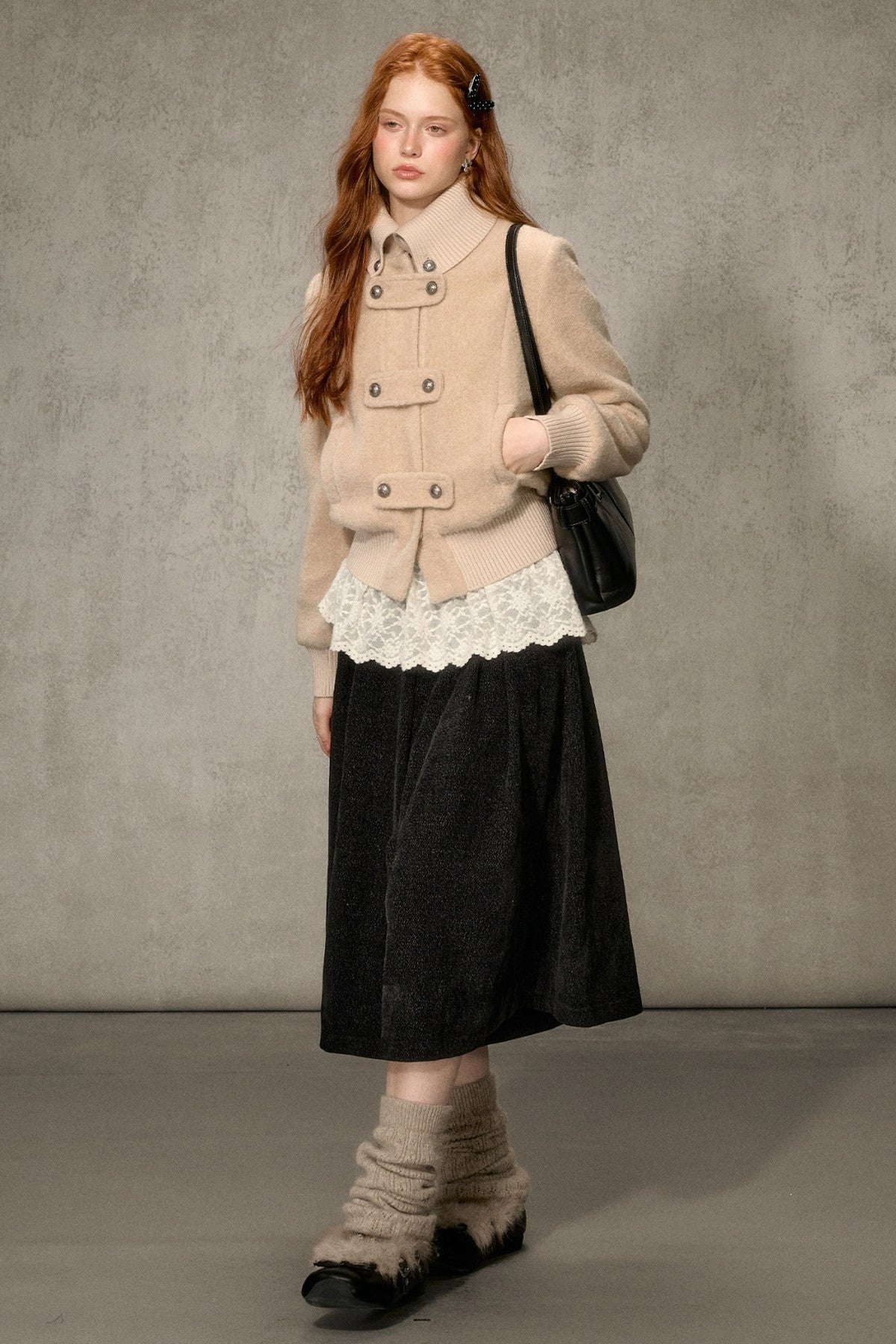 High-Neck Layered-Look Jacket