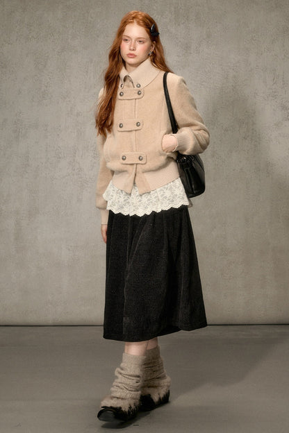High-Neck Layered-Look Jacket