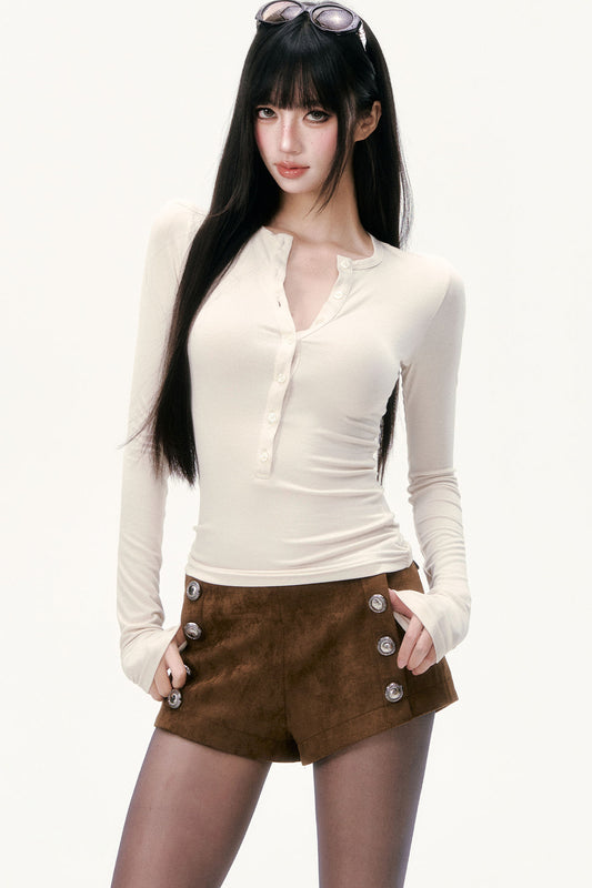 Henry Collar Slim Fit Long-Sleeve T-Shirt