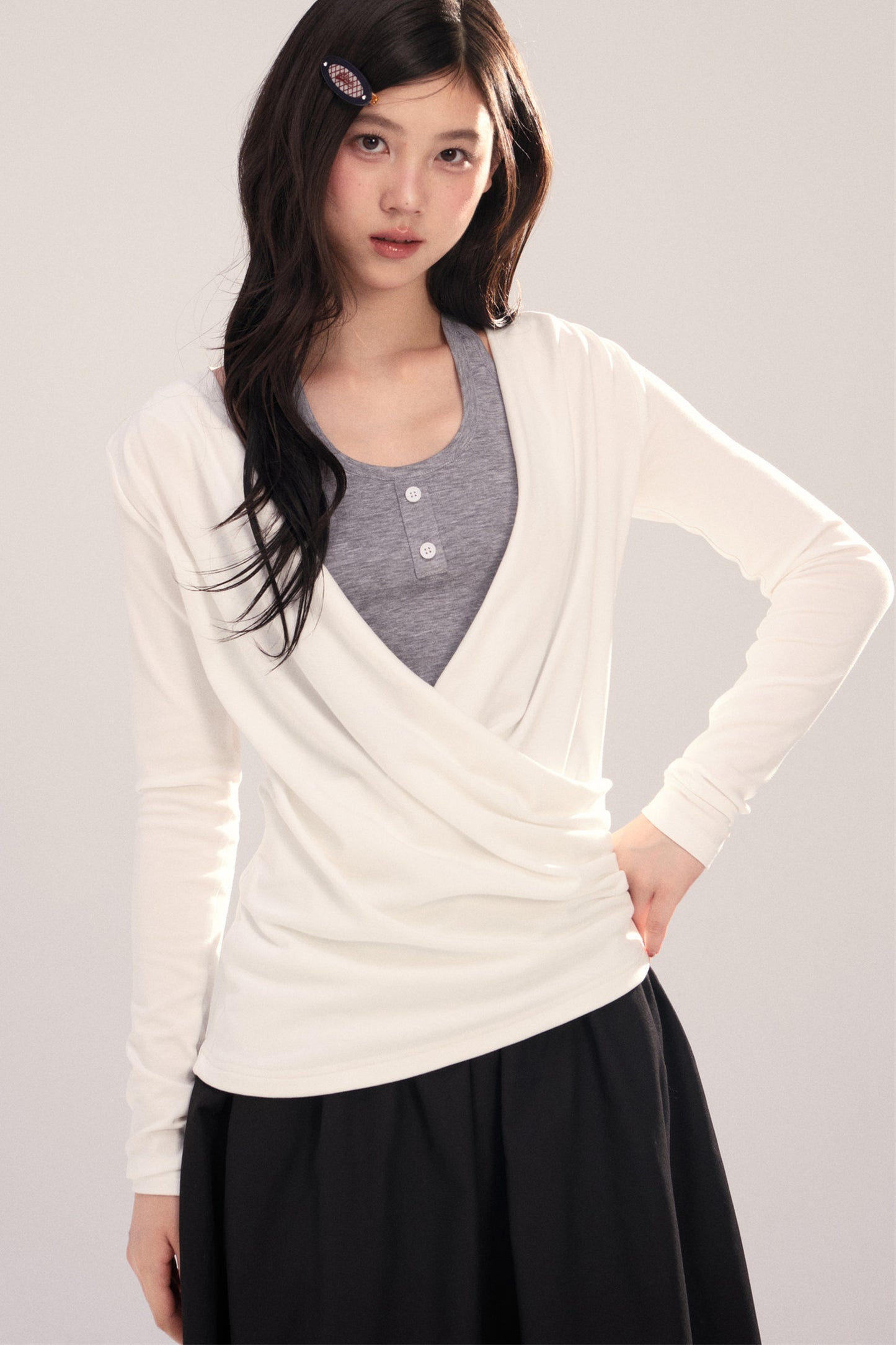 Layered-Look Long-Sleeve Top