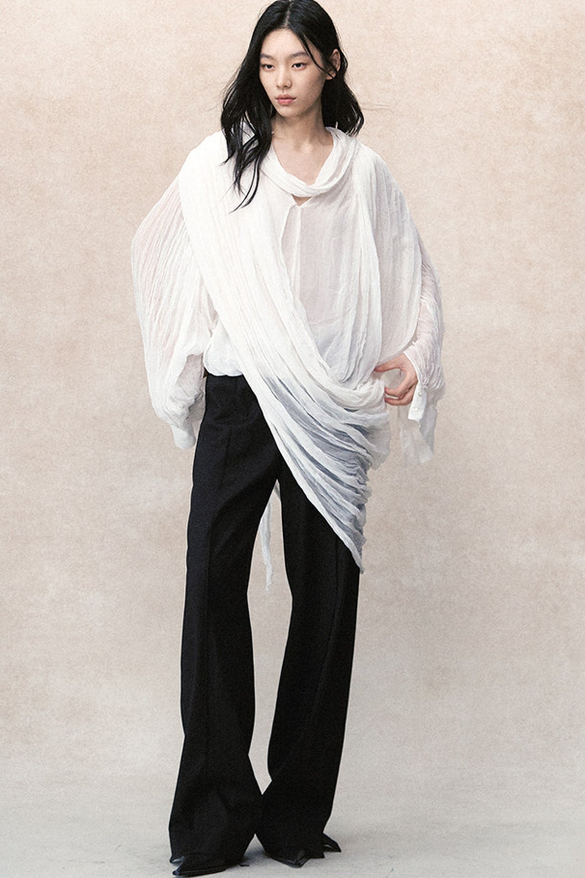 Irregular Pleated Layered Blouse