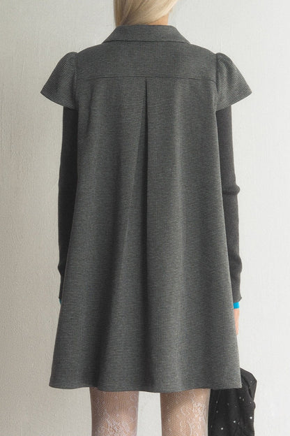 Houndstooth Doll Collar Woolen Dress