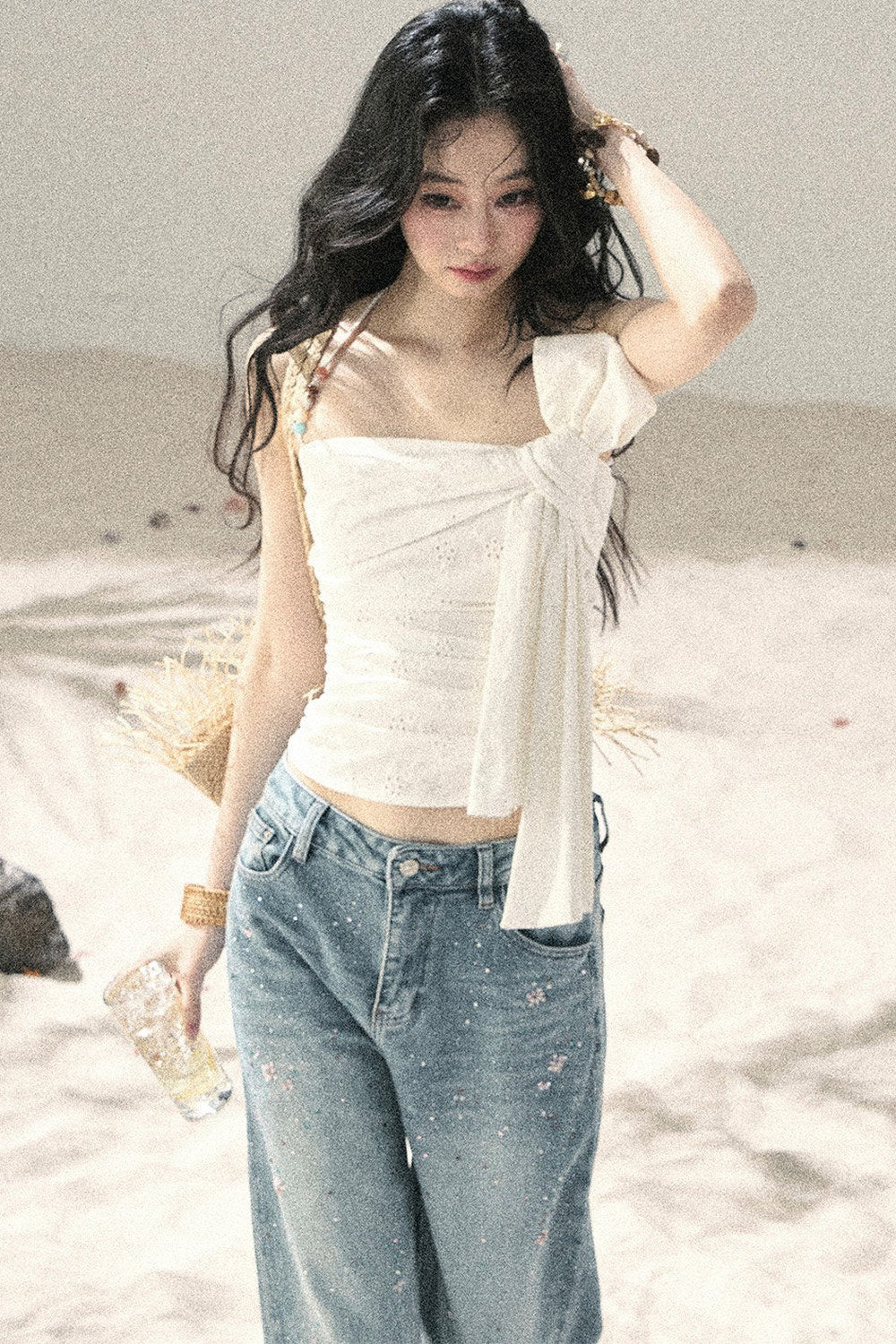 Halter Knot Pleated Top