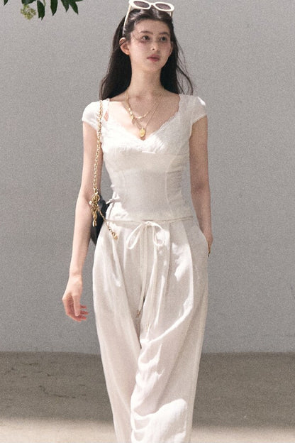 Lyocell Linen Wide-Leg Pants
