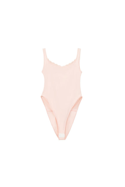 Body rétro in pizzo senza maniche con cut-out
