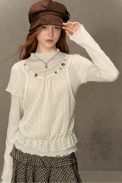 Hollow-Out Knit Sweater