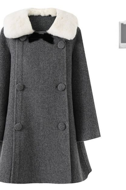 Manteau en laine avec nœud en velours