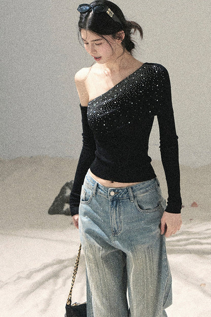 Haut à sequins épaules dénudées
