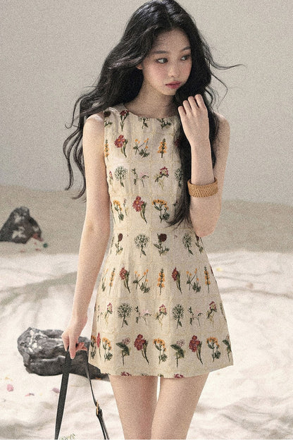 French Floral Waist Dress