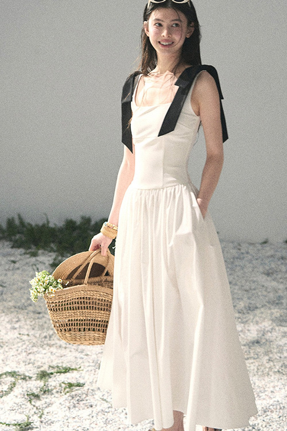 Vestido de tirantes de estilo francés