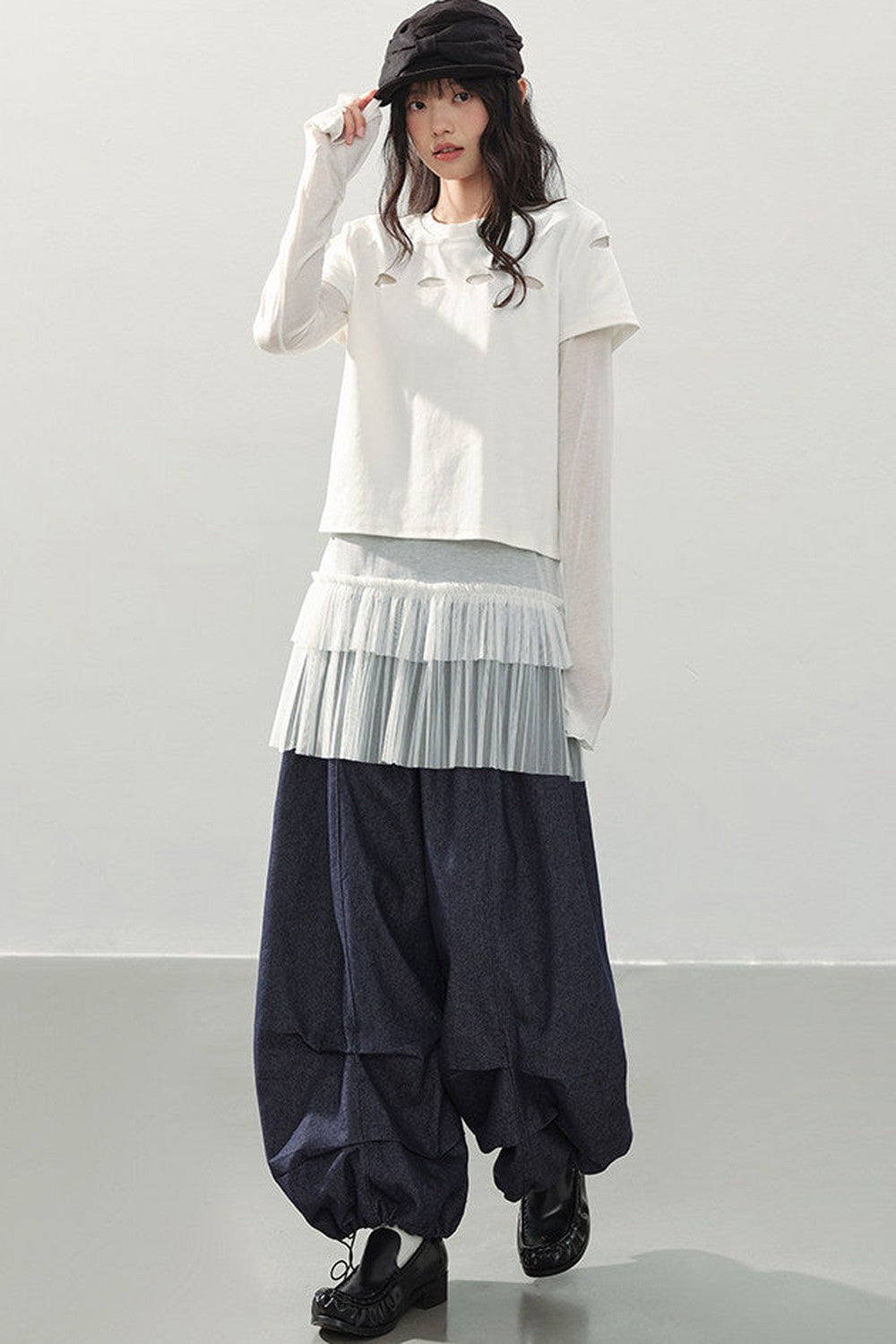 Pantalons Lanternes en Denim de Nuit à Lisbonne