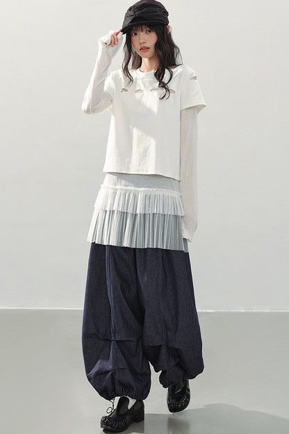Pantalons Lanternes en Denim de Nuit à Lisbonne