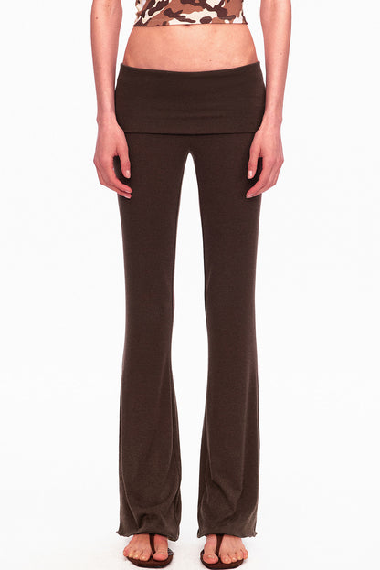 Wool Slightly Flared Cuffed Pants