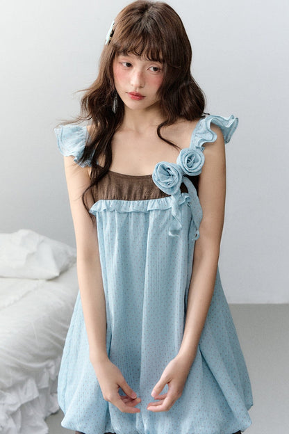 Strawberry Sundae Floral Flutter Sleeve Dress