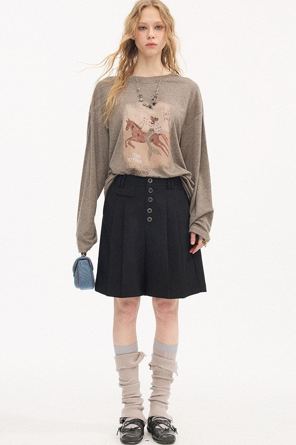 Pleated Gray Shorts