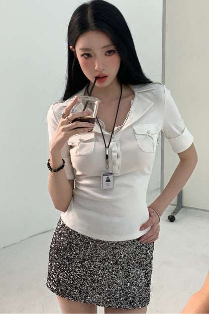 Lace Patchwork Slimming Suit Set-Up