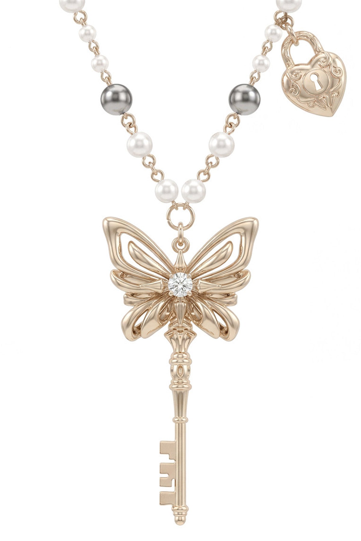 Butterfly Key Spliced Layered Necklace