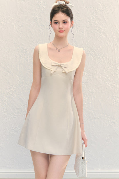U-Neck Bow Collar Sleeveless Dress