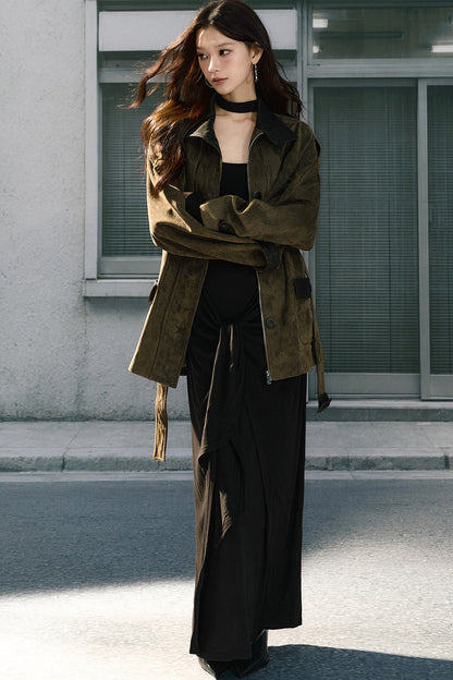 Suede Belted Jacket
