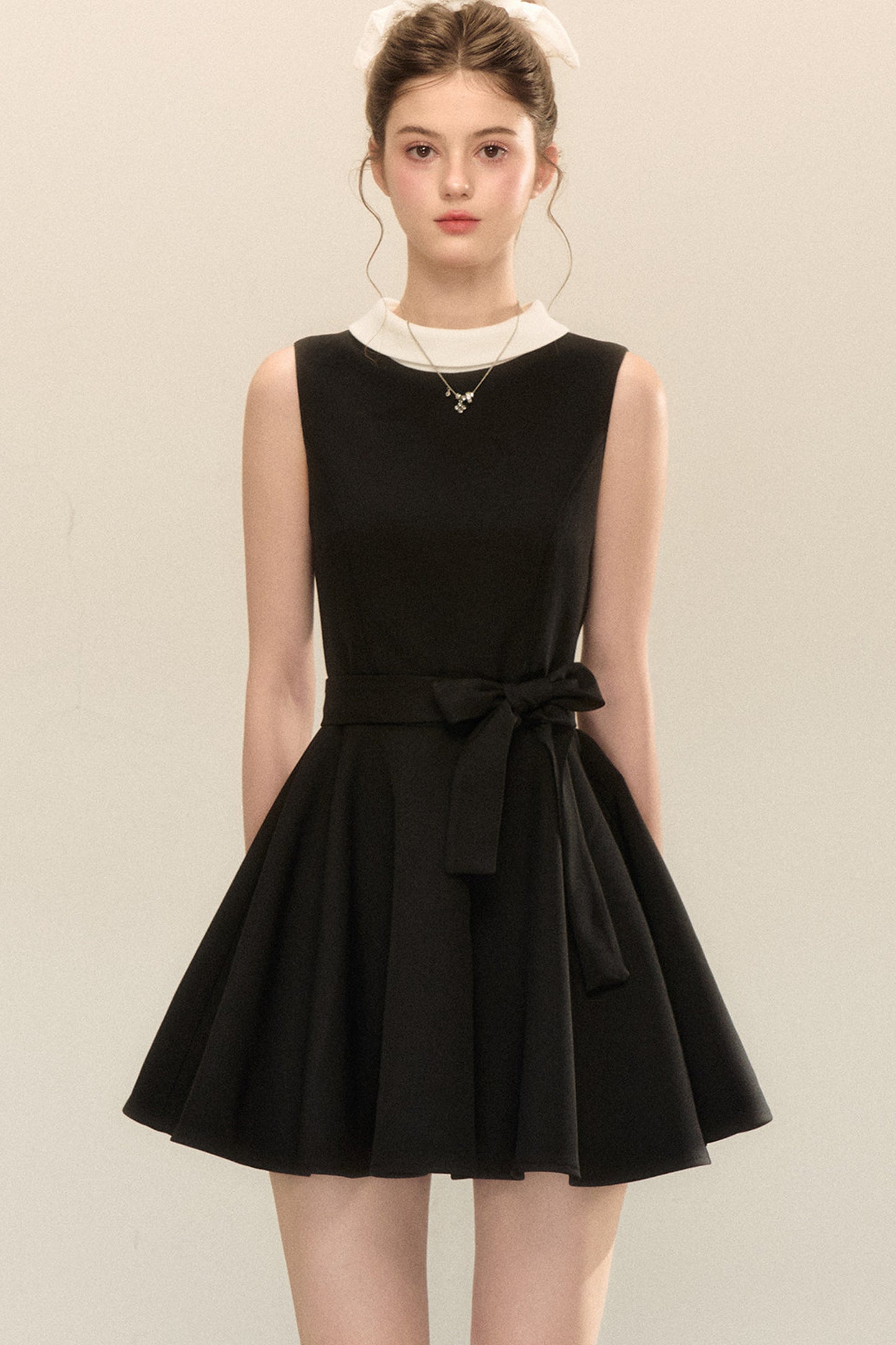 Hepburn Style Tie Waist Dress