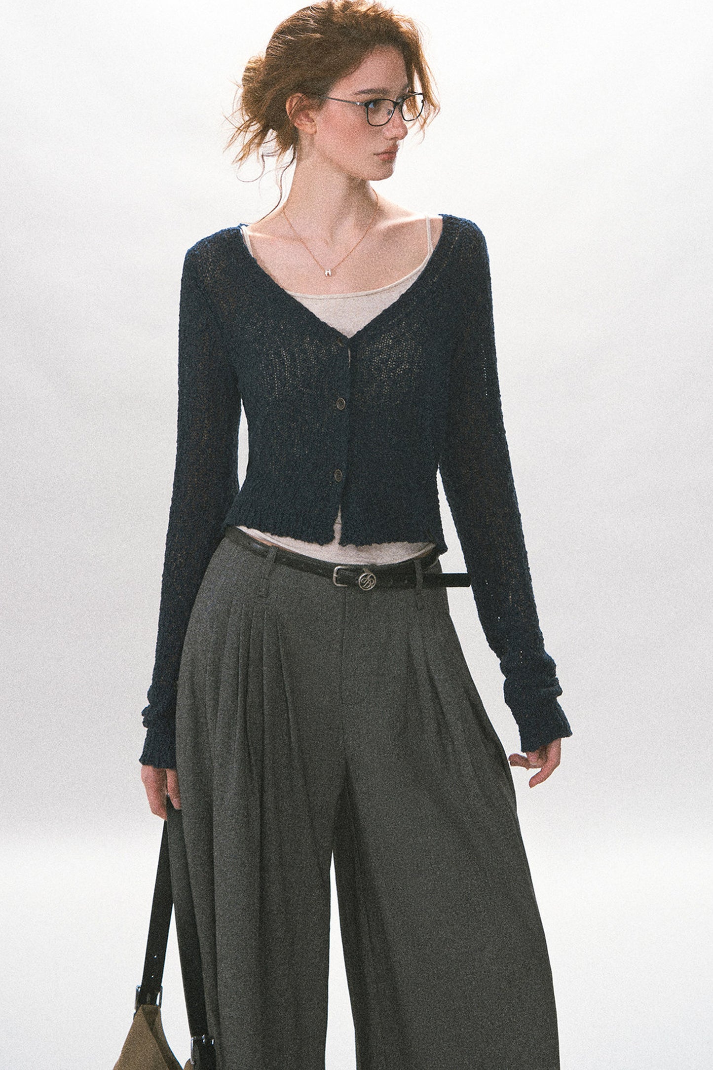 Textured Hollow-Out Knit Cardigan Jacket