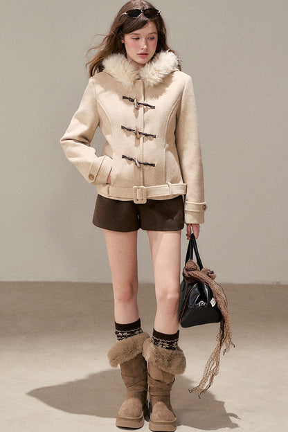 High-Waisted A-Line Woolen Shorts
