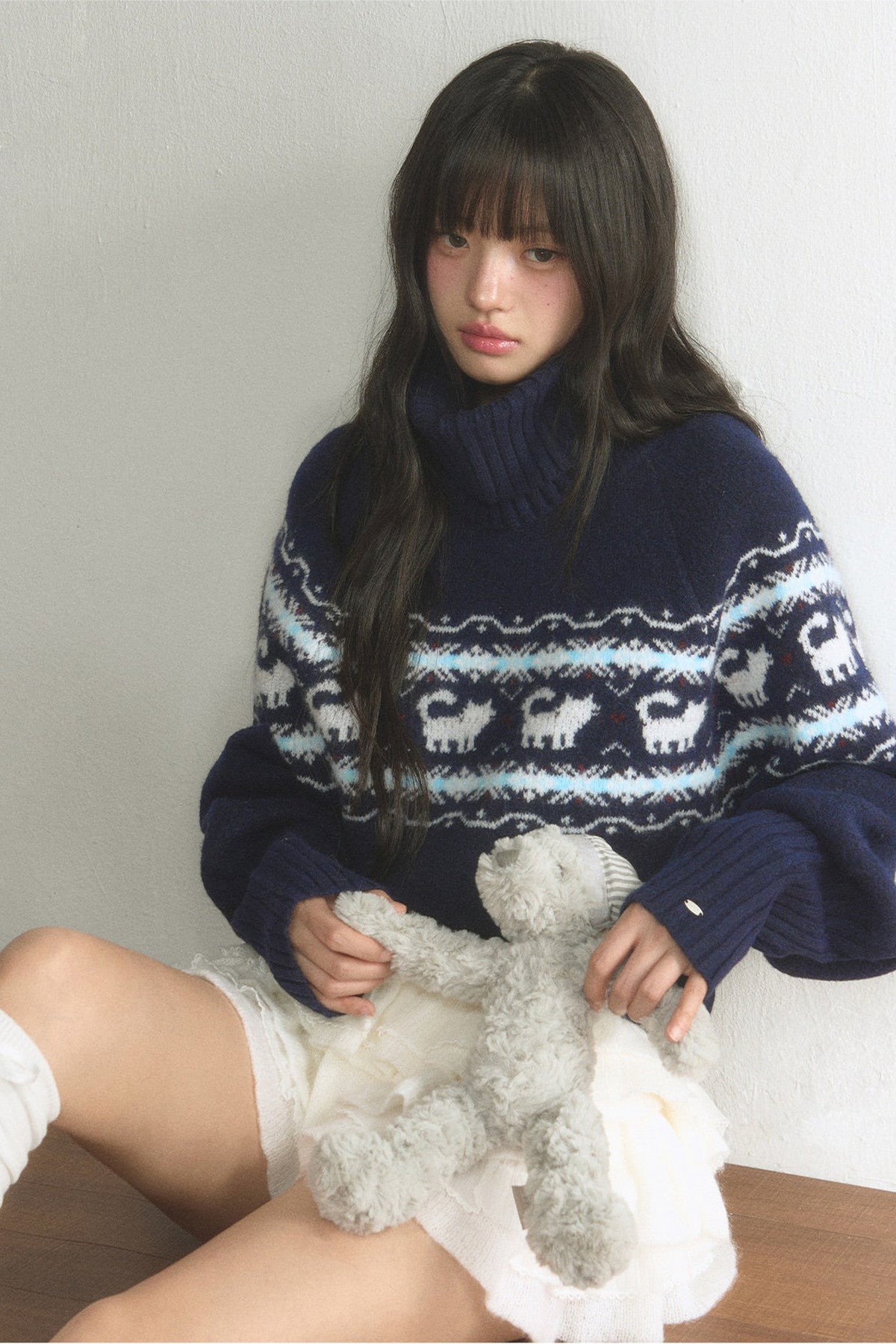 Fair Isle Cat Turtleneck Sweater