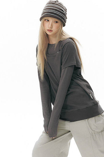 Color-Blocked Raglan Knit Blouse