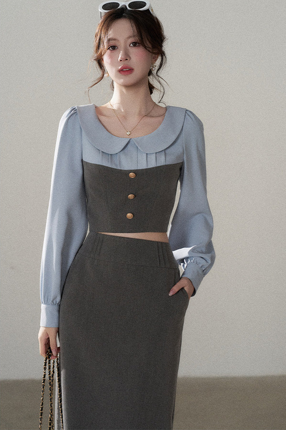 Color-Block Top and Skirt Set-Up