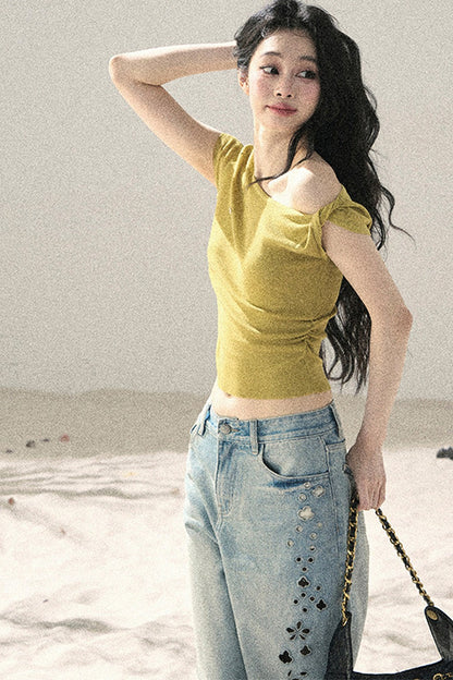 Asymmetrical Knot Crop Top