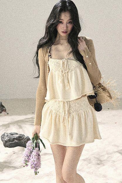 French Sun Protection Knit Cardigan Set