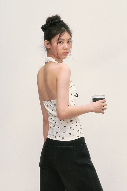 Top halter con estampado de estrellas