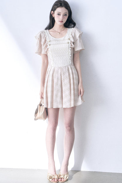 Retro Knit Plaid Dress