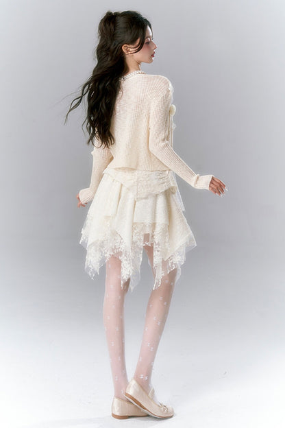 Pompon-Strickjacke