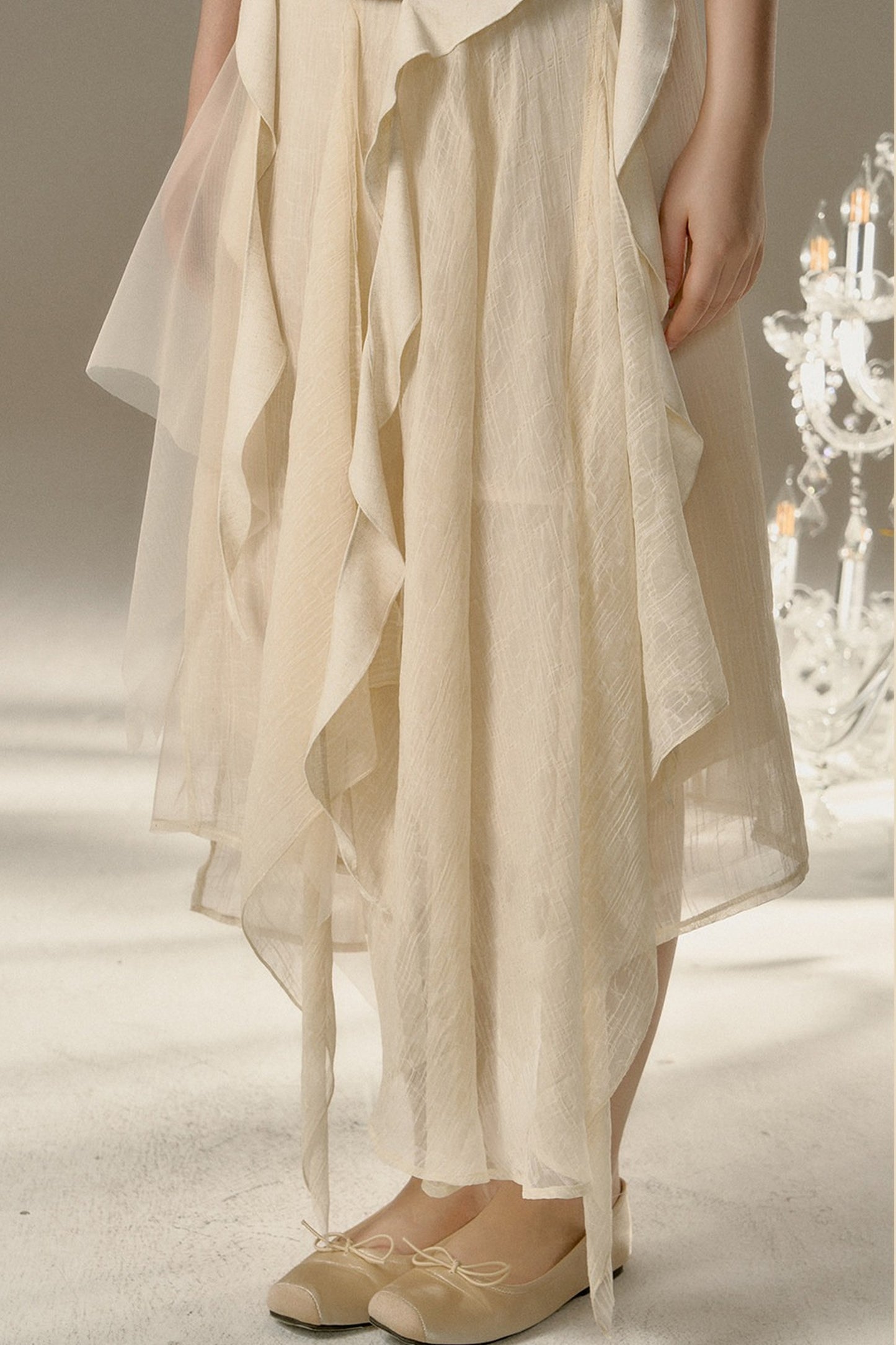 Drapey A-Line Midi Skirt
