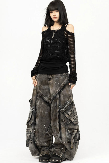 Pantalones vaqueros deconstruidos retro