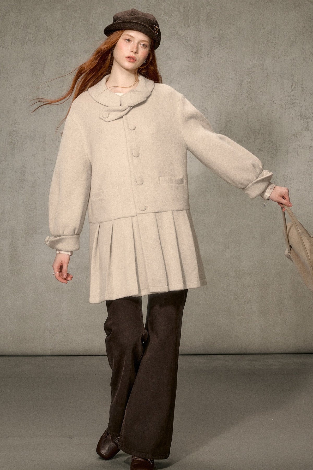 White Tea Letterhead Wool Blend Coat