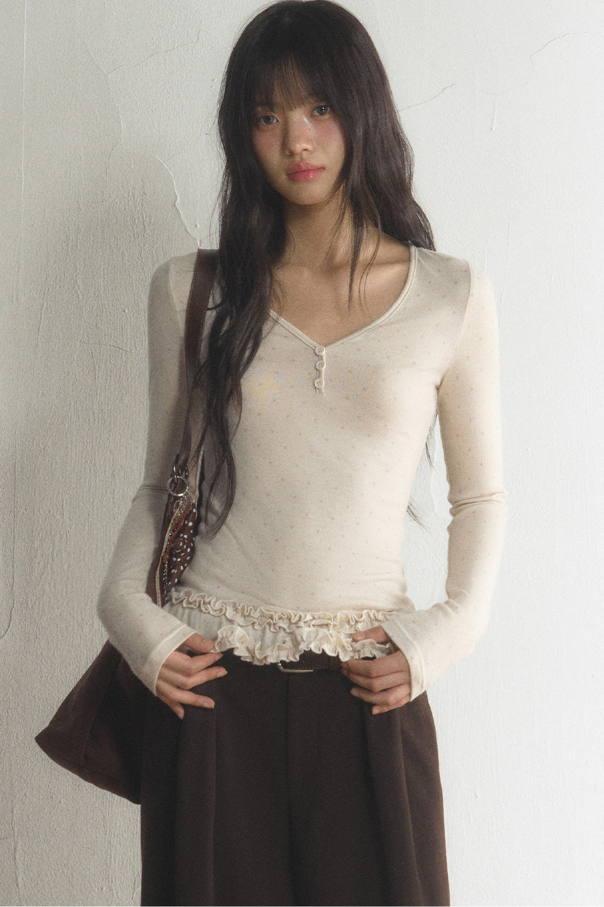 Polka Dot Long-Sleeve Top and Pants Set-Up