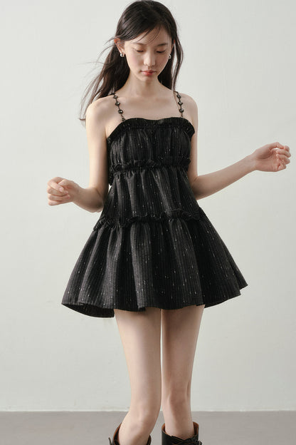 Dark Feather Striped Dress